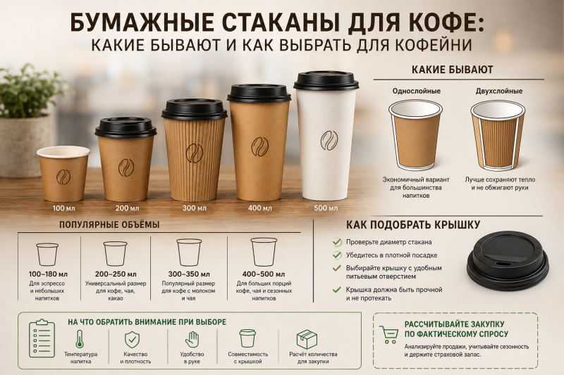 Бумажные стаканы для кофе и горячих напитков: какие бывают и как выбрать для кофейни Бумажные стаканы для кофе и горячих напитков: какие бывают и как выбрать для кофейни